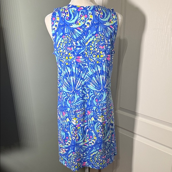 Lilly Pulitzer Blue Pima Cotton Sleeveless V-Neck Dress Size M - Picture 6 of 8